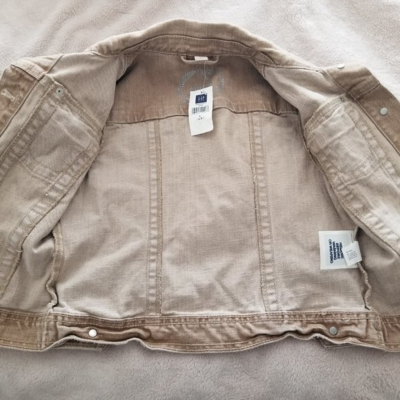 Girls GAP KIDS Youth L(10) Beige Tan Denim Button-Up Long Sleeve Jacket Pockets - Picture 9 of 13